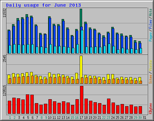 Daily usage for June 2013