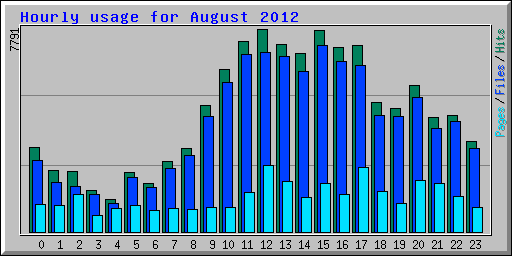 Hourly usage for August 2012