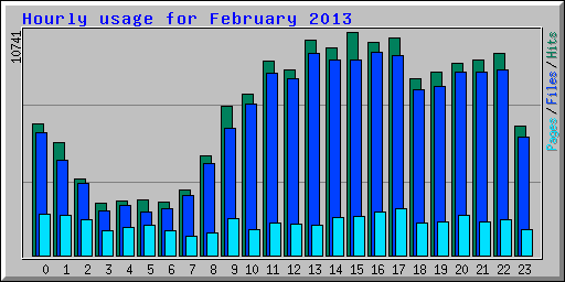 Hourly usage for February 2013