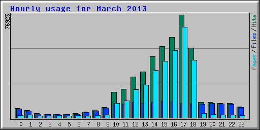 Hourly usage for March 2013